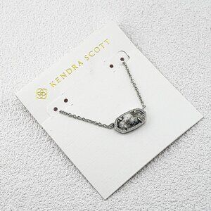 Kendra Scott Silver Gray Marble Stone Pendant Necklace